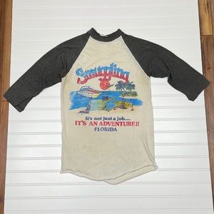 Vintage Rare Smuggling Is More Than A Job 3/4 Sleeve T-Shirt Very Thin 50/50